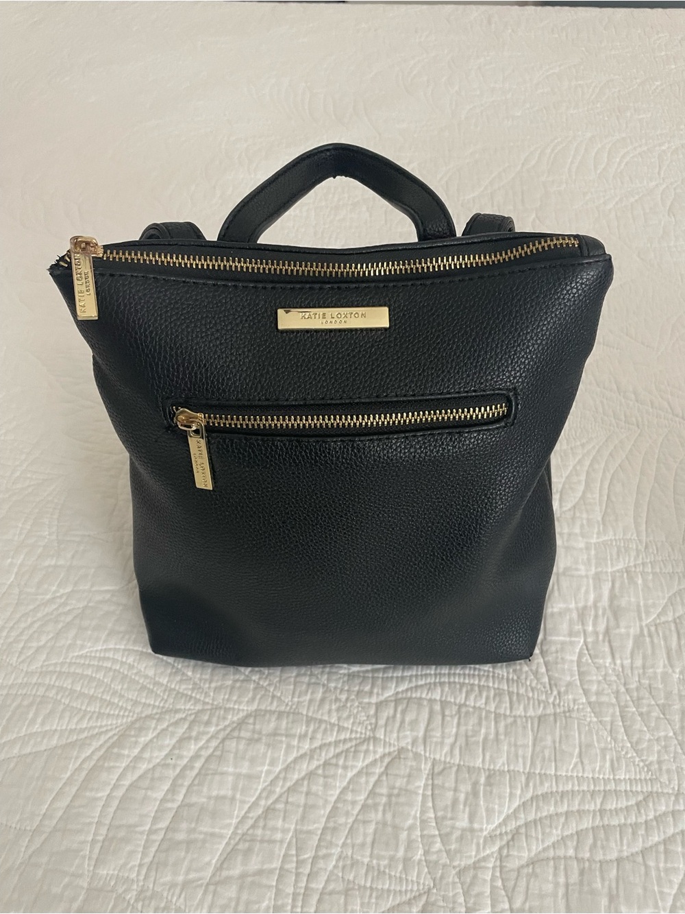 Katie Loxton Black Pebbled Leather Backpack